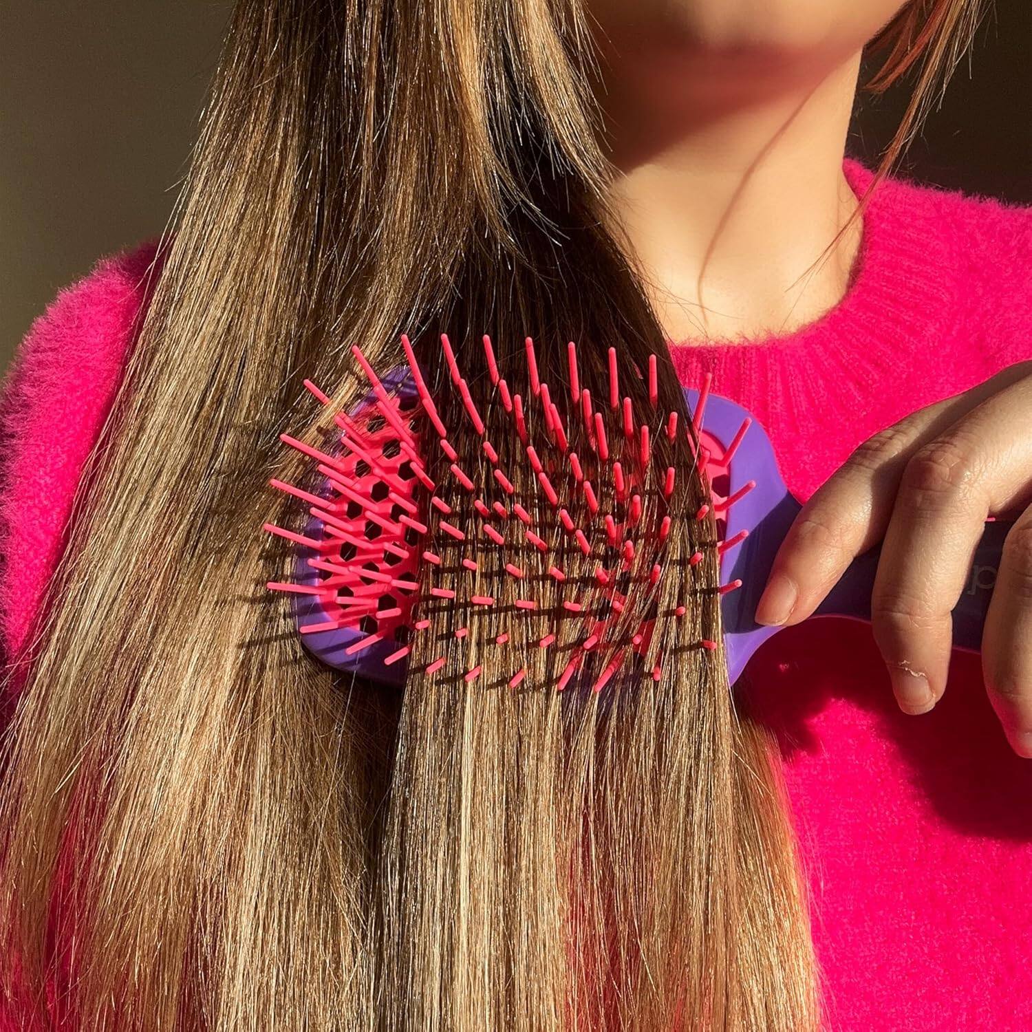 Alt View 5. FHI Heat - UNbrush Wet/Dry Detangling Hair Brush with DuoFlex™ Anti-Static Bristles - Electric Berry.