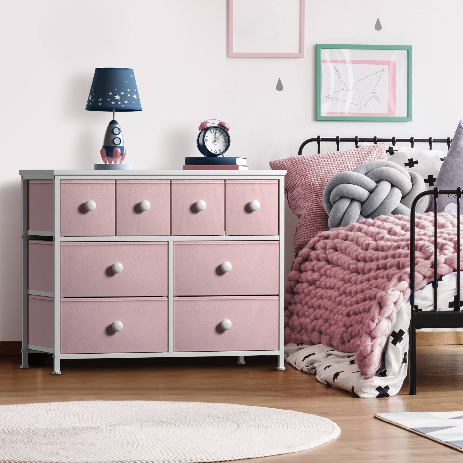 Alt View 2. Sorbus - Sorbus 8 Drawer Fabric Dresser for Bedroom, Hallway Fabric Bins - Pink.