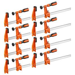 VEVOR - Bar Clamps for Woodworking, 8-Pack, 6" and 12" F Clamps, 600 lbs Load Limit, with Plastic Pad and Self-Locking Design - Orange;Black