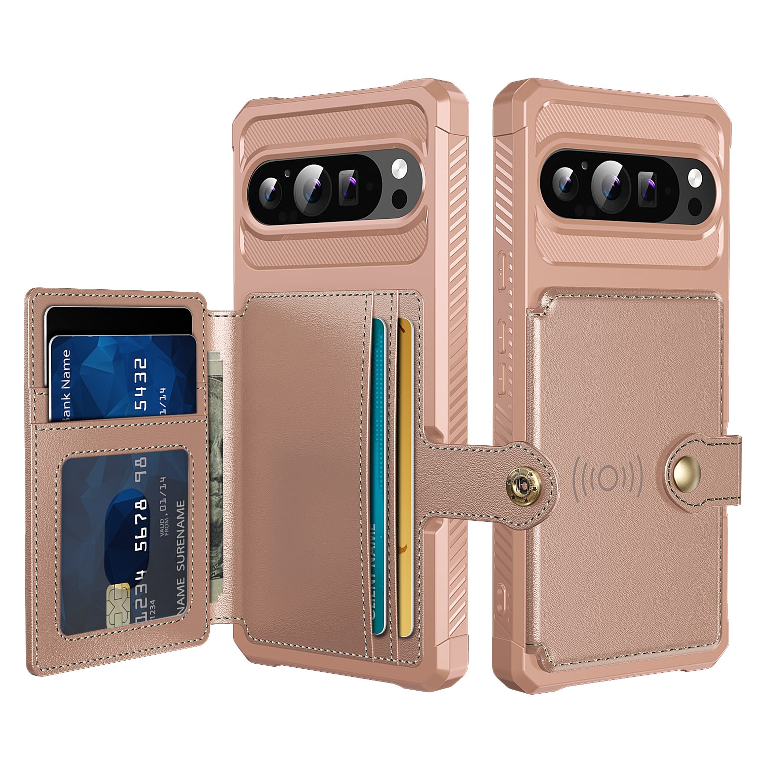 Dteck - For Google Pixel 11 Pro XL Wallet Case, Flip Card Slots Magnetic Clasp Rugged Shockproof Anti-Scratch Cover - Rosegold price history on PriceWatchPro