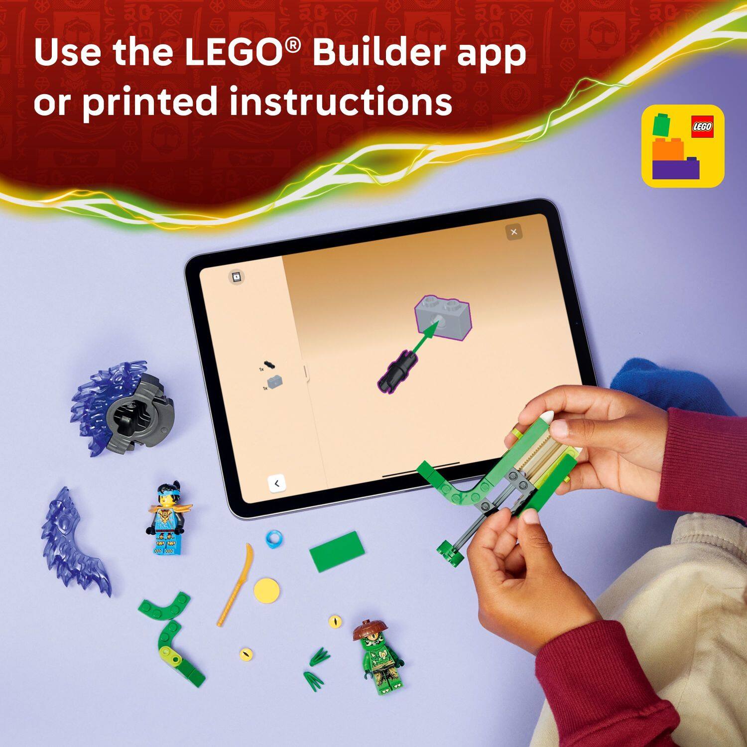 Use the LEGO® Builder app or printed instructions