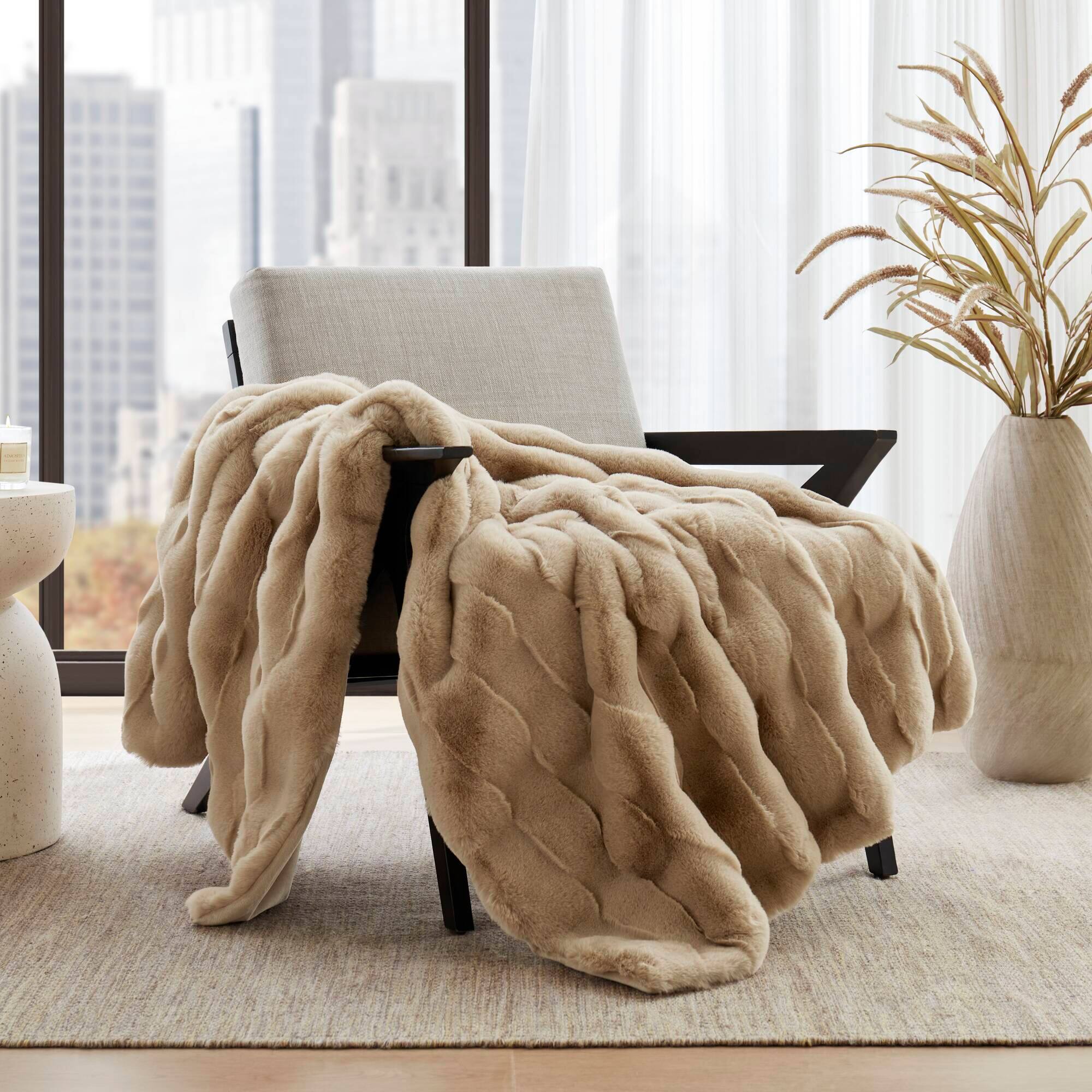 Alt View 2. Gracie Mills - Tullio Faux Fur Throw - Tan.