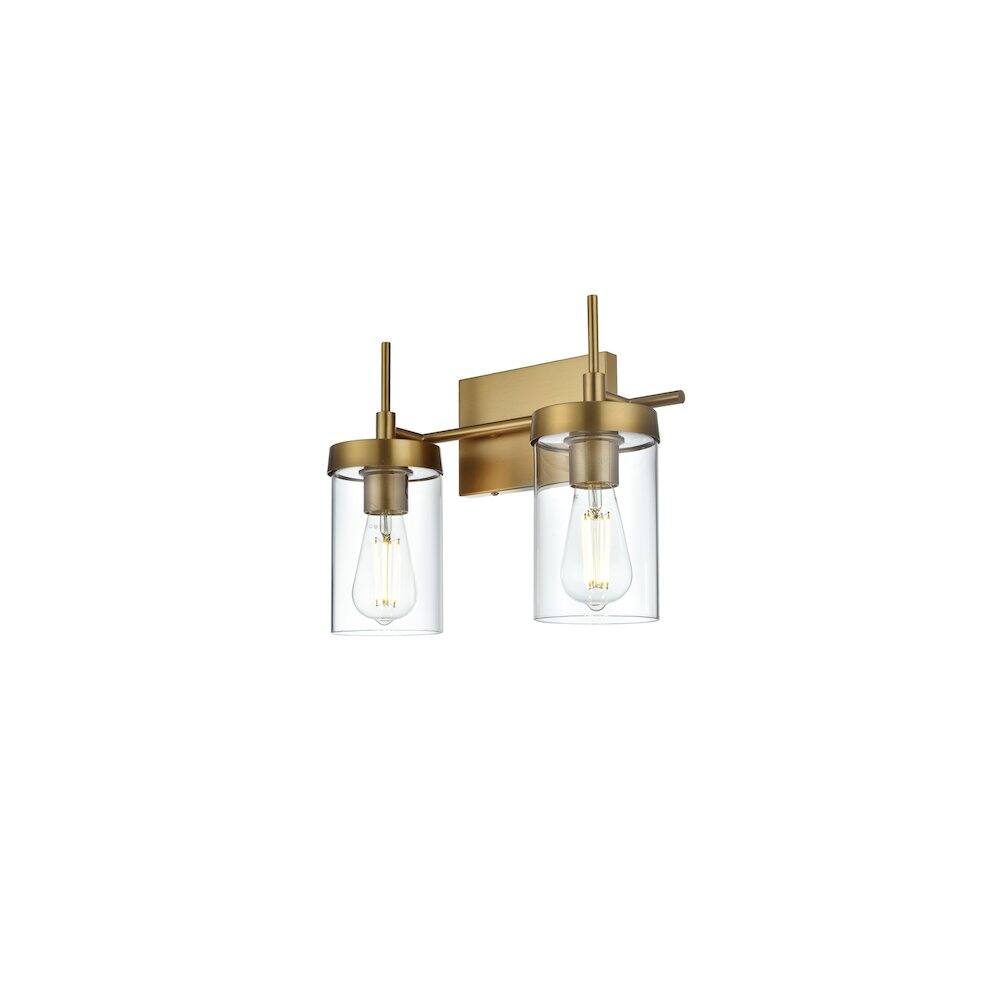 Left. Living District - Taryin 14 inch Wall Sconce in Satin Gold - Satin Gold And Clear.