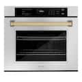ZLINE - Autograph 30 in. 5 cu. ft. Built-In Single Wall Oven with Air Fry & Self Clean with Bronze Accents - Stainless Steel