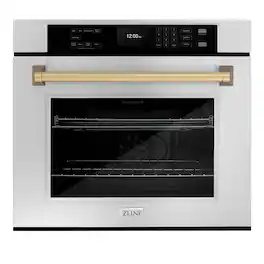 ZLINE - Autograph 30 in. 5 cu. ft. Built-In Single Wall Oven with Air Fry & Self Clean with Bronze Accents - Stainless Steel