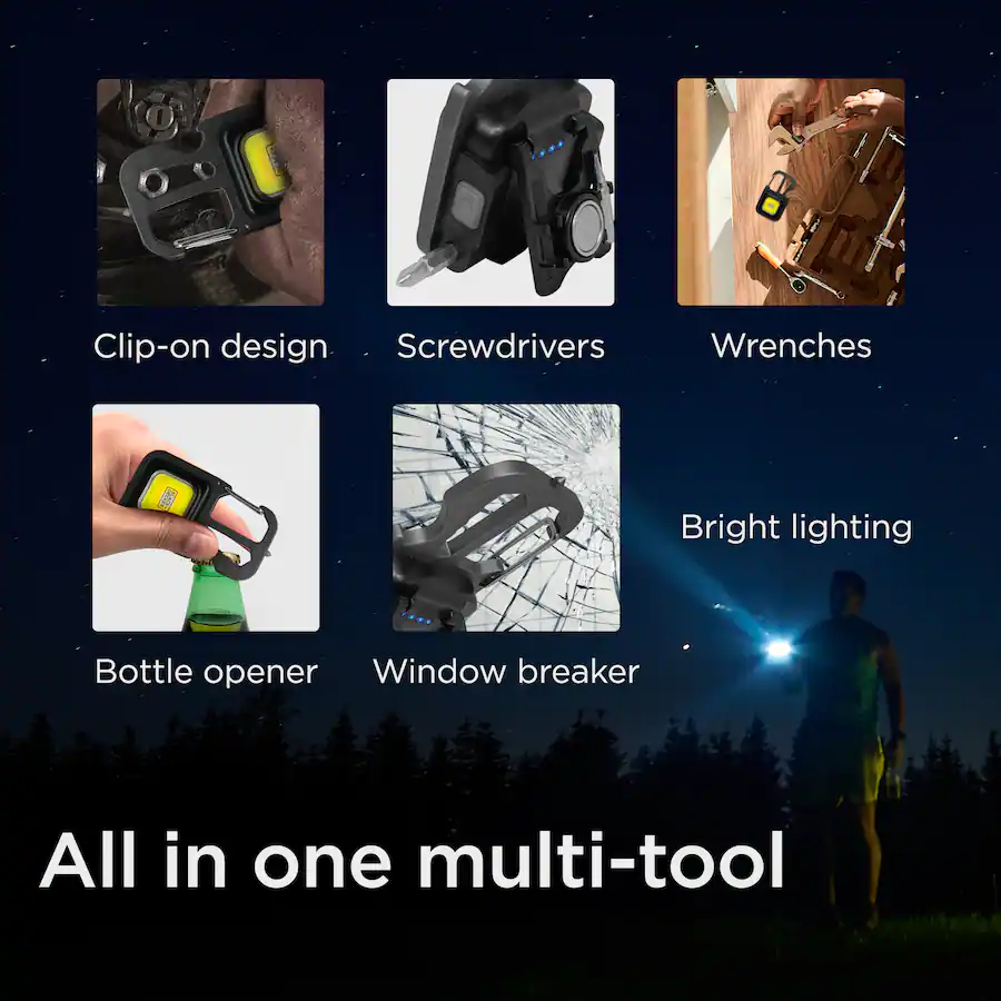 Multiple Tool Card Black+Decker 2 Pack Multi Tool Flashlight, 500LM Carabiner USB ...