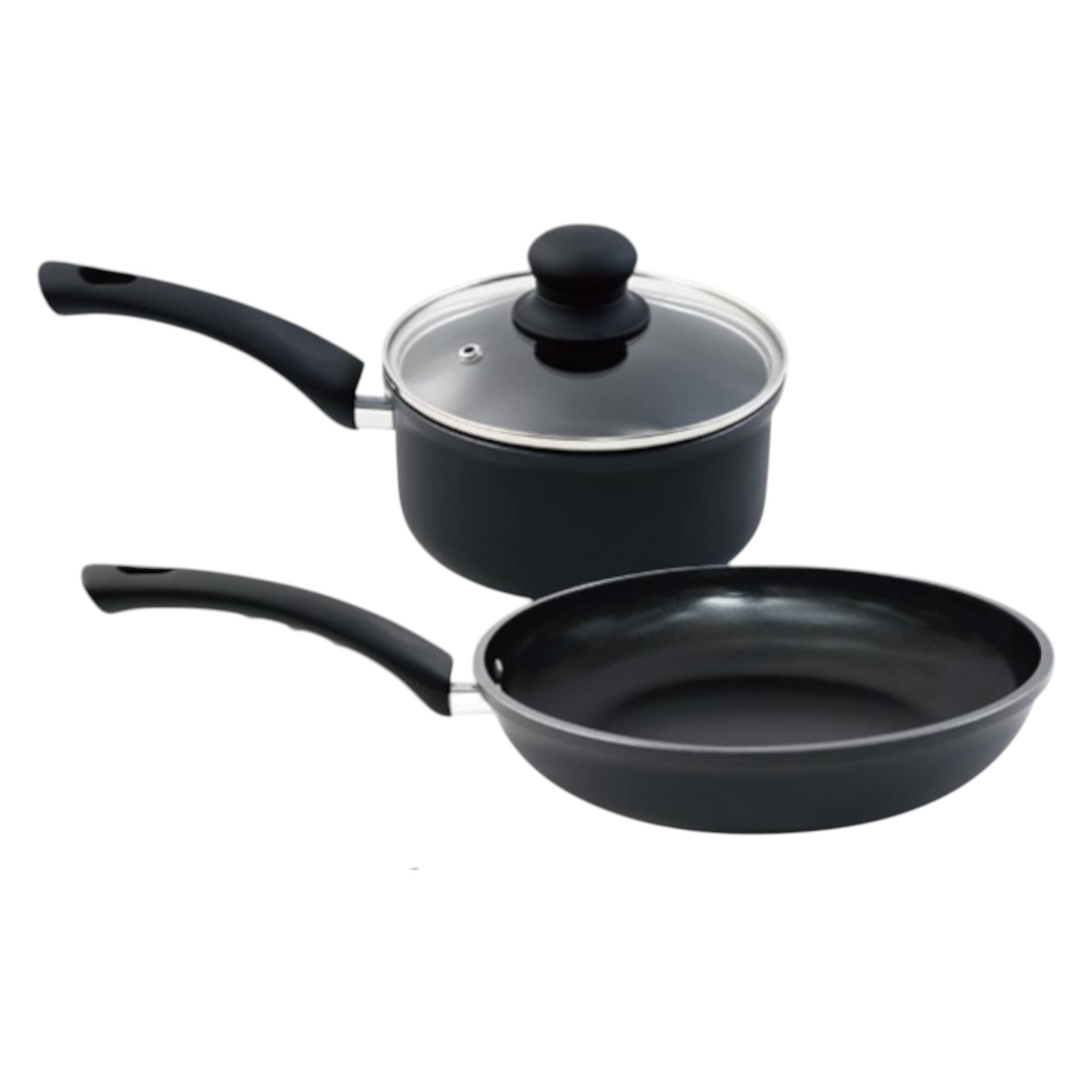 Front. Hell's Kitchen - Hell’s Kitchen 1.5-Quart Saucepan and 10-Inch Skillet Set - Black - Black.
