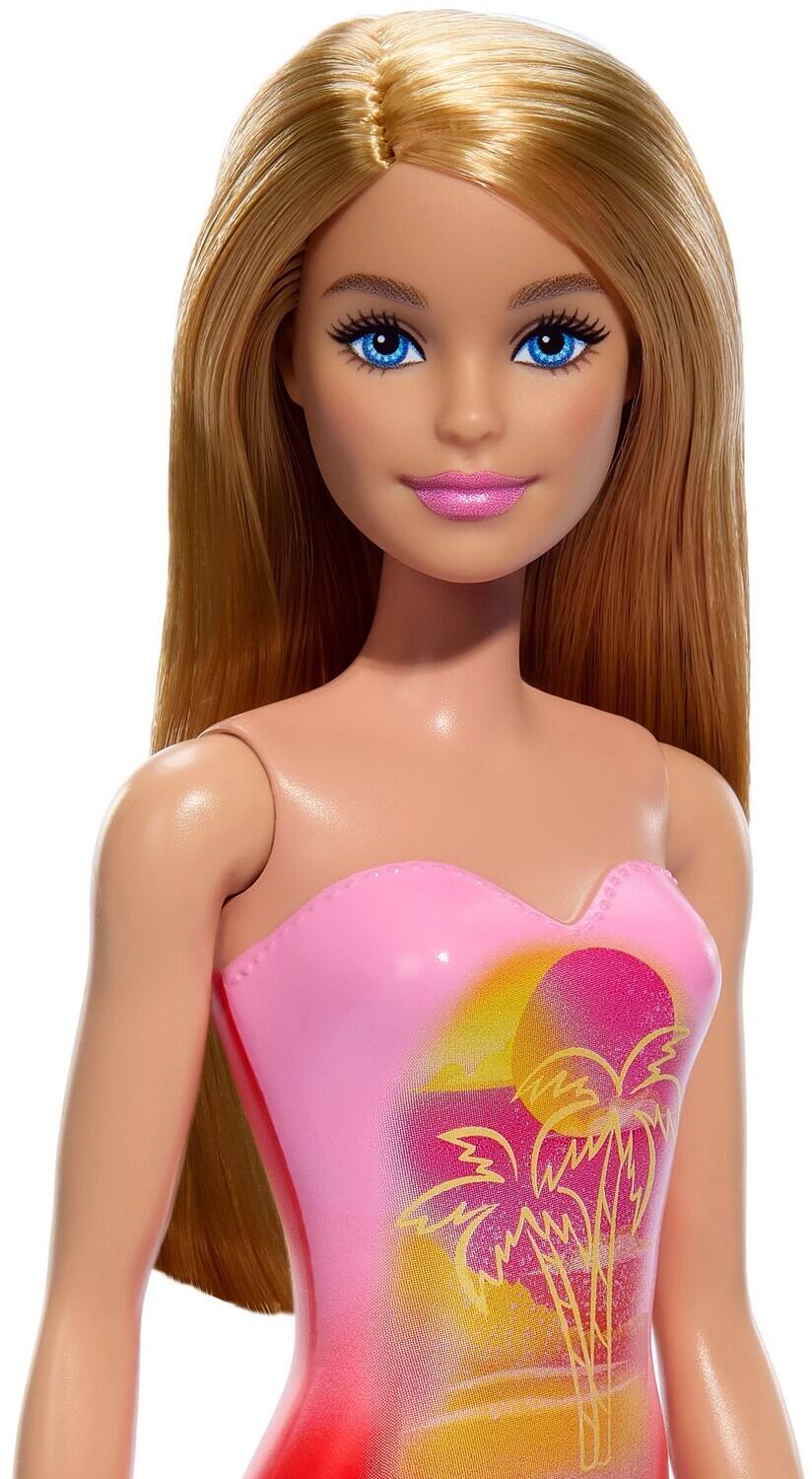 Alt View 3. Mattel - Barbie Beach Doll with Blond Hair & Pink Palm Tree-Print Swimsuit   - COLLECTIBLES - Multicolor.