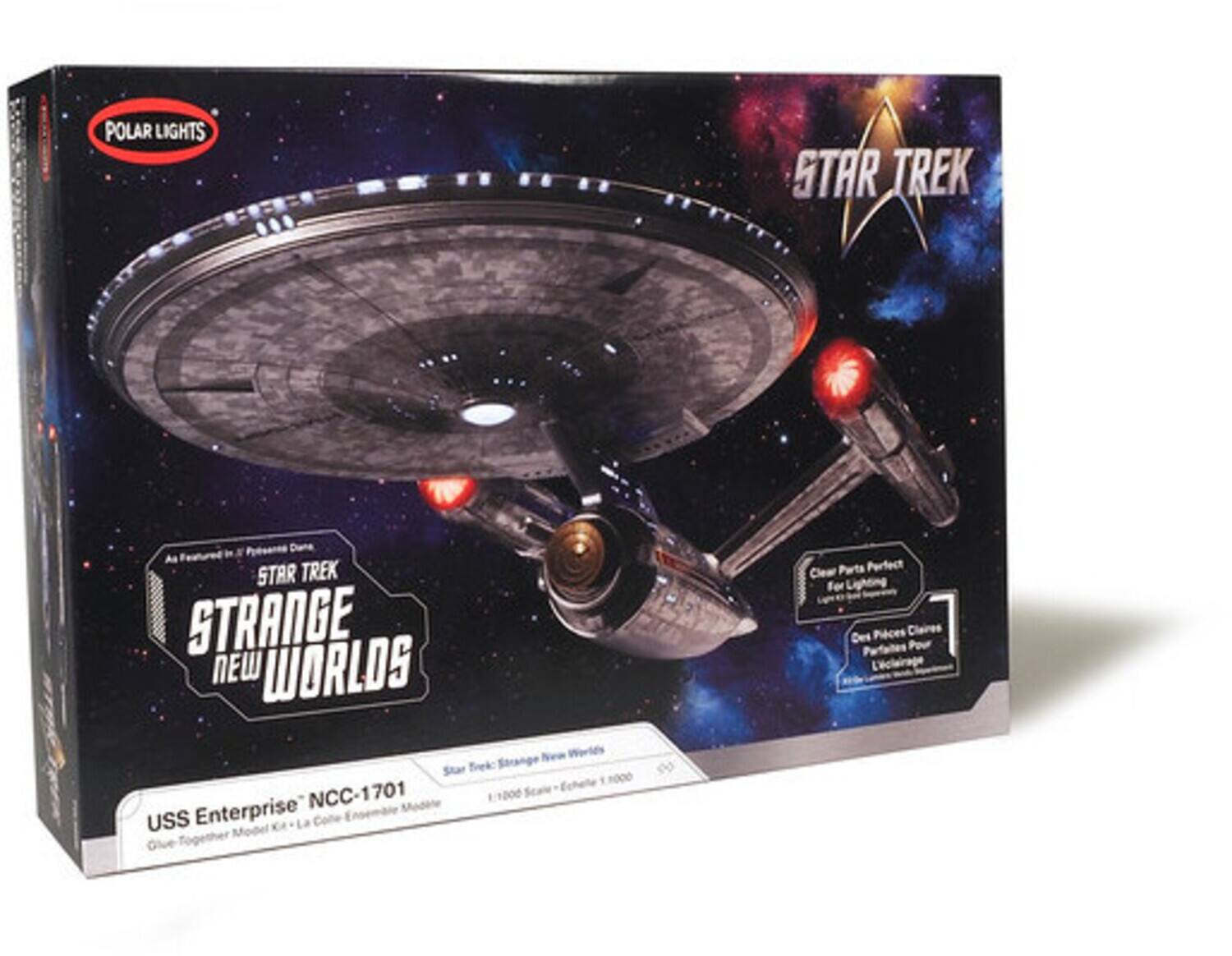 POLAR LIGHTS STAR TREK As STAR TREK STRANGE NEW WORLDS New Woids Star Brek Strange 1000 NCC-1701 1/1000 Scale USS Enterprise CA La Cofle Clear Pwts Porfect For Piaces Claires Des Purfaites Pour L'cleirage