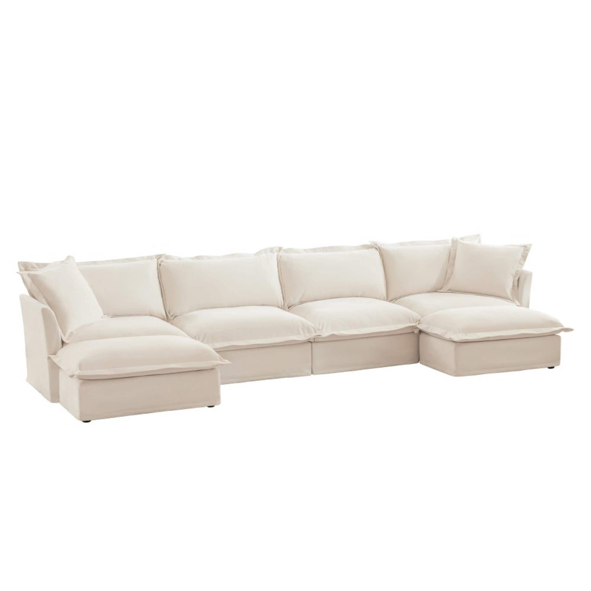 Boyel Living - Slipcovered Chenille 4 Seater Cloud Sofa - Cream