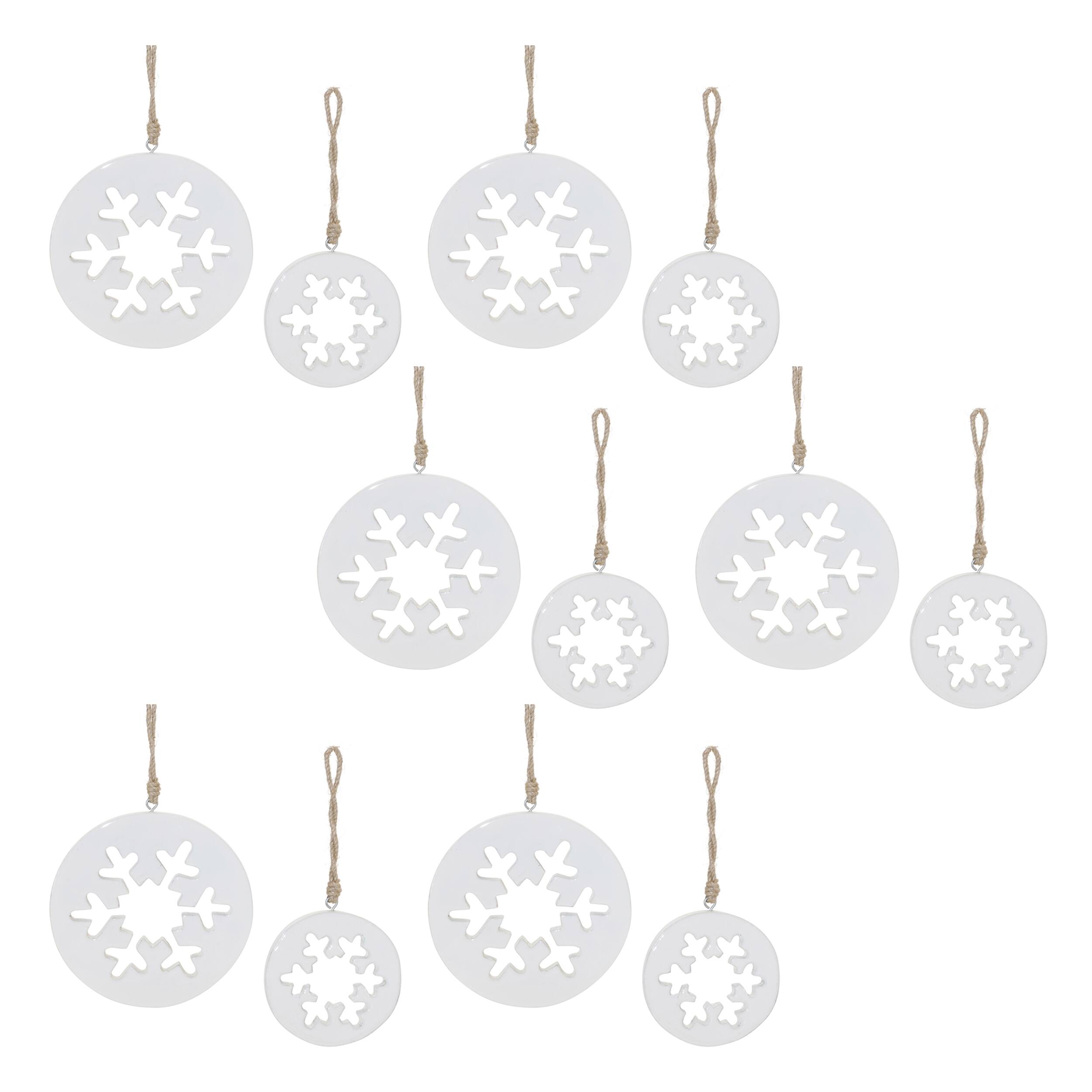 Alt View 3. BreeBe - White Wood Snowflake Cut-Out Ornament (Set of 12) - White.