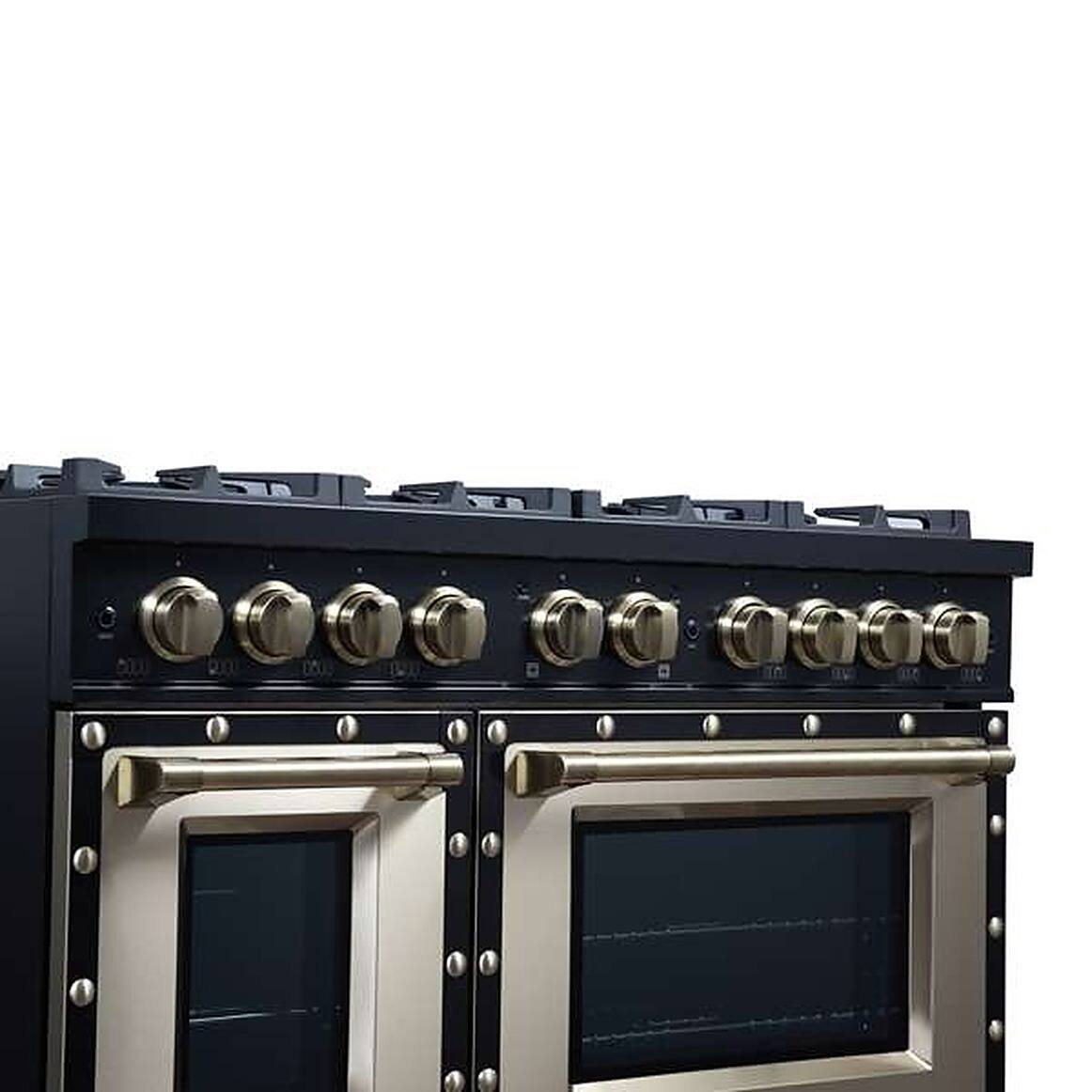 Alt View 1. Forno Appliances - 48 in. Wide 8 Burner Ambassador 6.7 Cu. Ft. Freestanding Double Oven Gas Convection Range - Black.
