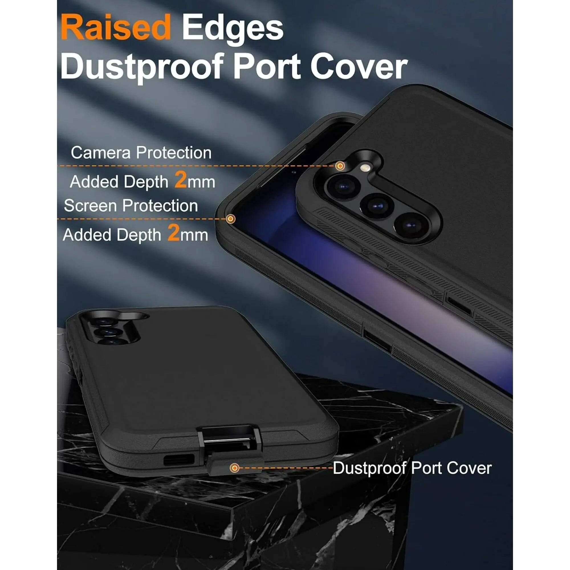 Raised Edges Dustproof Port Cover

Camera Protection
Added Depth 2mm

Screen Protection
Added Depth 2mm

Dustproof Port Cover