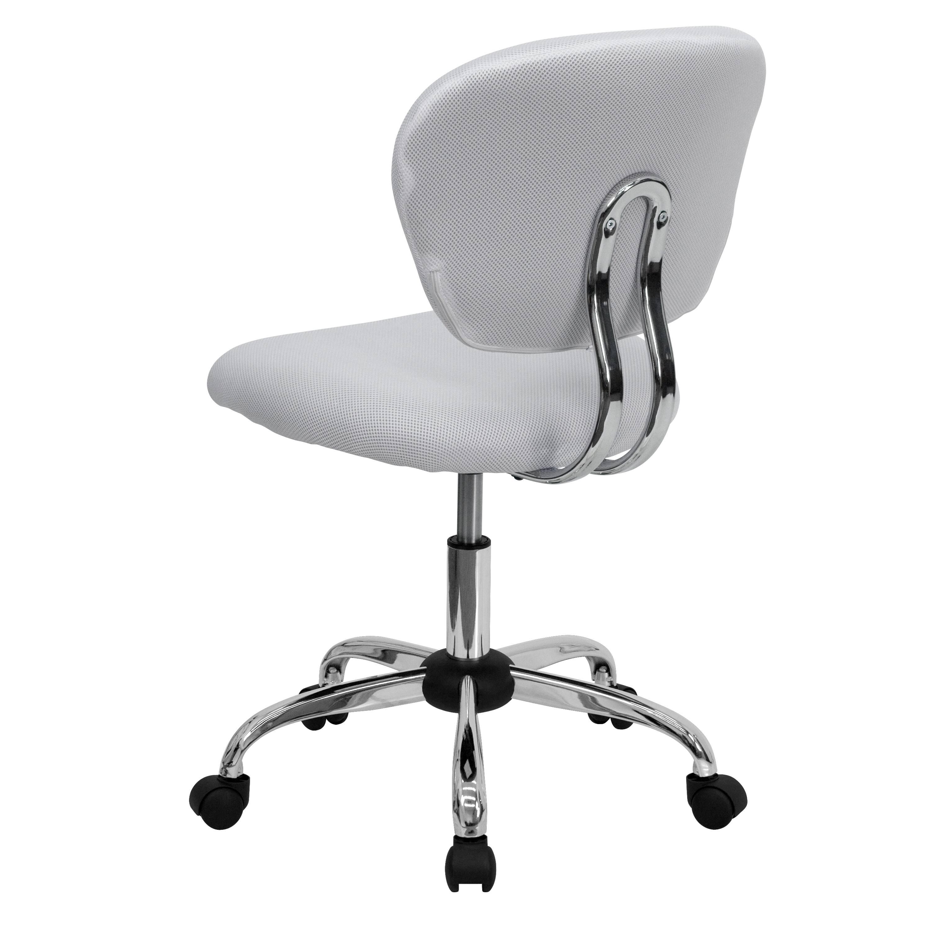 Alt View 5. Emma + Oliver - Mid-Back Mesh Padded Swivel Task Office Chair with Chrome Base - White.