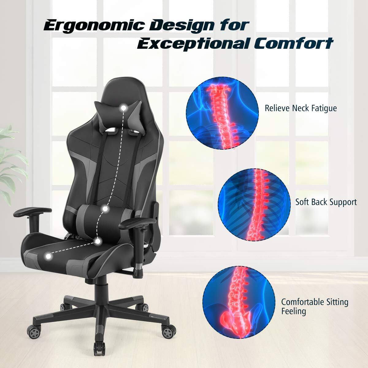 Ergonomic Design for Exceptional Comfort: Relieve Neck Fatigue, Soft Back Support, Comfortable Sitting Feeling.
