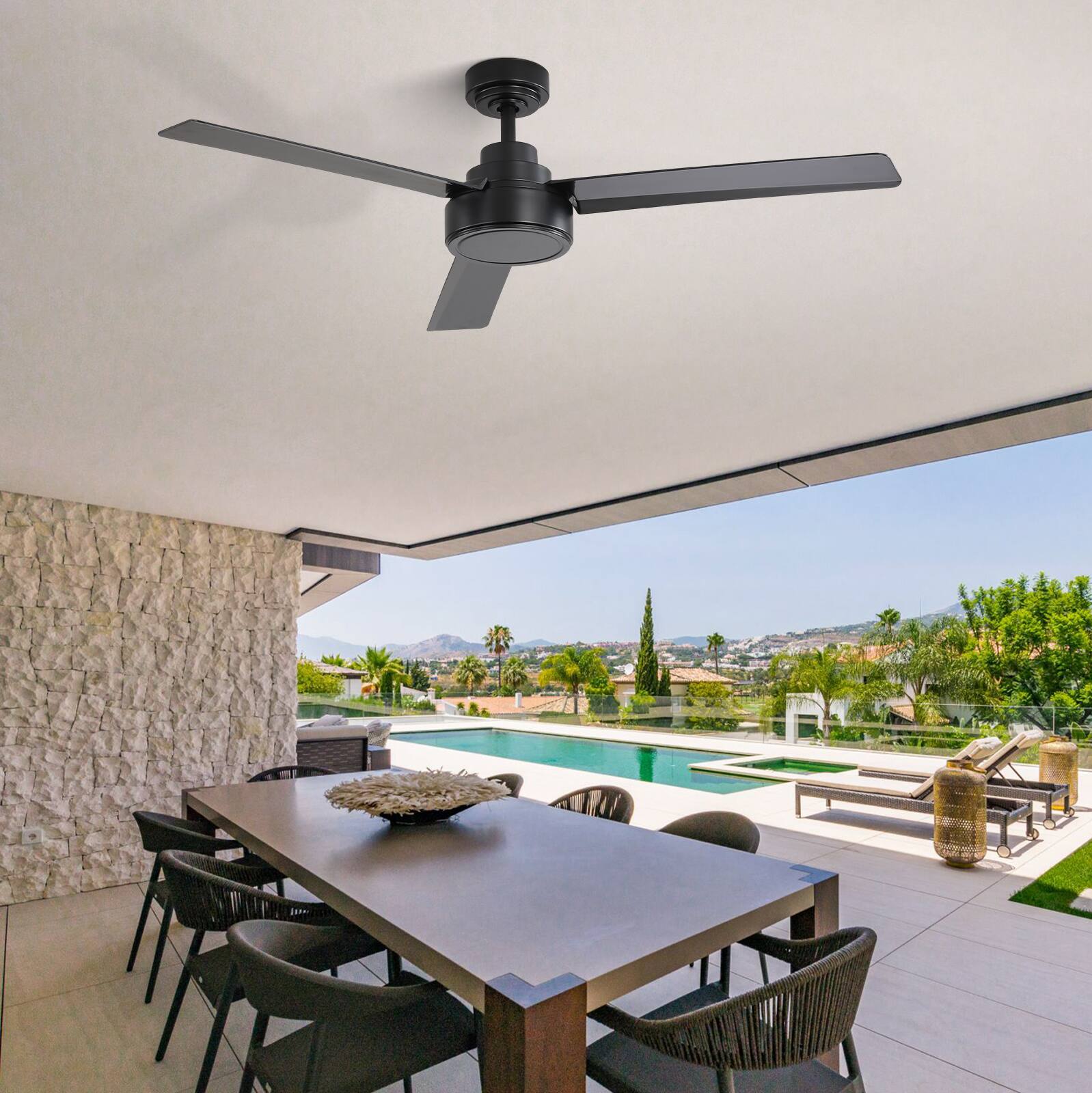 Alt View 5. Sofucor - Modern Ceiling Fans without Lights 52 Inch Ceiling Fan with Remote for Patios Bedroom DC Motor Reversible 3 Blades Timer - Black.