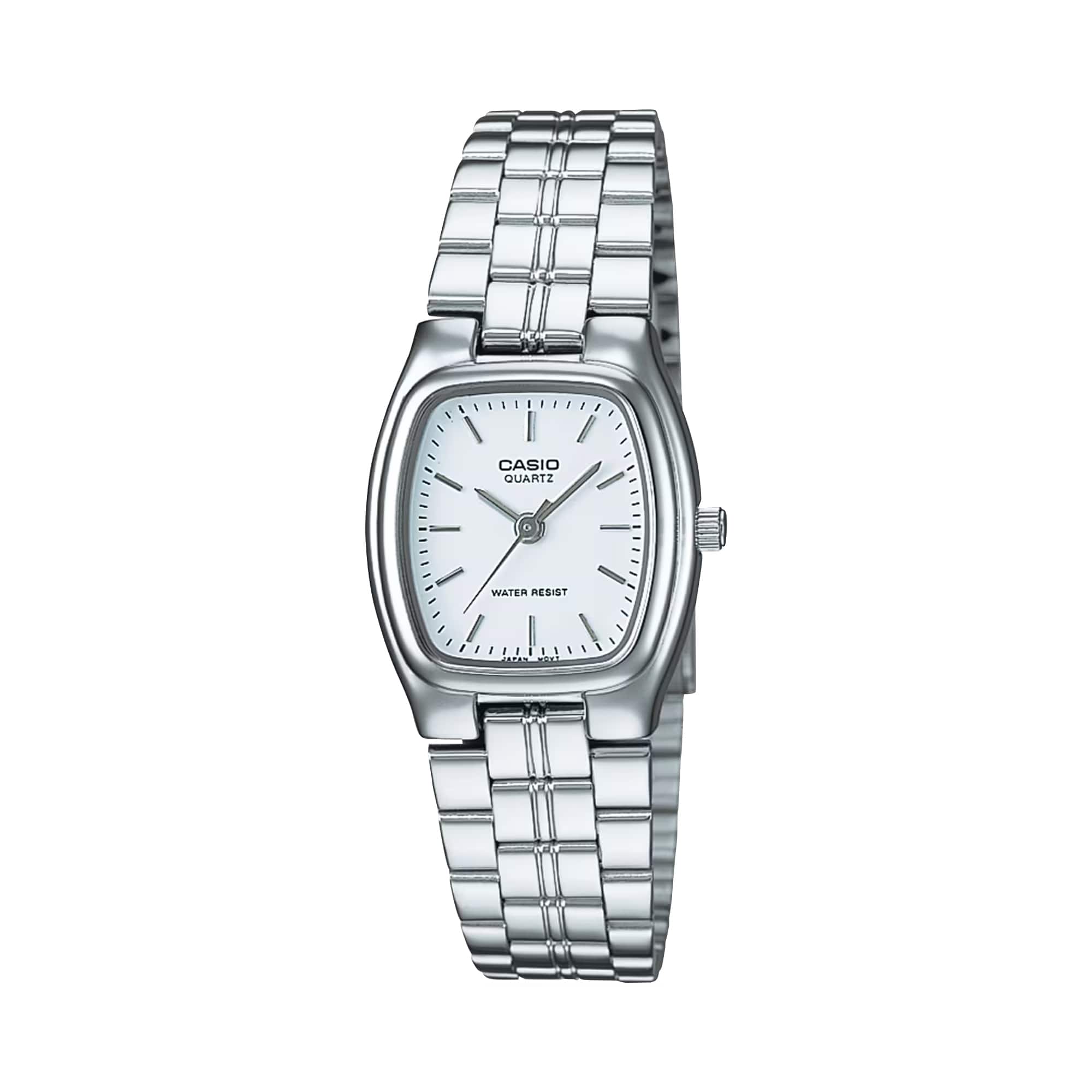 Casio - Women’s White Dial Analog Watch with Stainless Steel Bracelet - LTP-1169D-7A - Silver