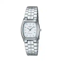 Casio - Women’s White Dial Analog Watch with Stainless Steel Bracelet - LTP-1169D-7A - Silver