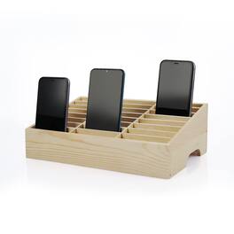 PO3TICJUNKI3 - 36-grid Wooden Cell Phone Holder Desktop Organizer Storage Box For Classroom Office (36-grid) Universal - 24-Grid