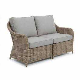 Martha Stewart - Lily Pond Indoor-Outdoor Modular Patio Loveseat with All-Weather Cushions - Gray Cushions/Weathered Gray Frame