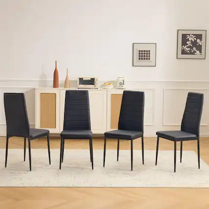 Front. Winado - Set of 4 PU Leather Breakfast Furniture Dining Room Chairs Kitchen Chairs PU Leather Breakfast Furniture,300lbs Capacity - Black.