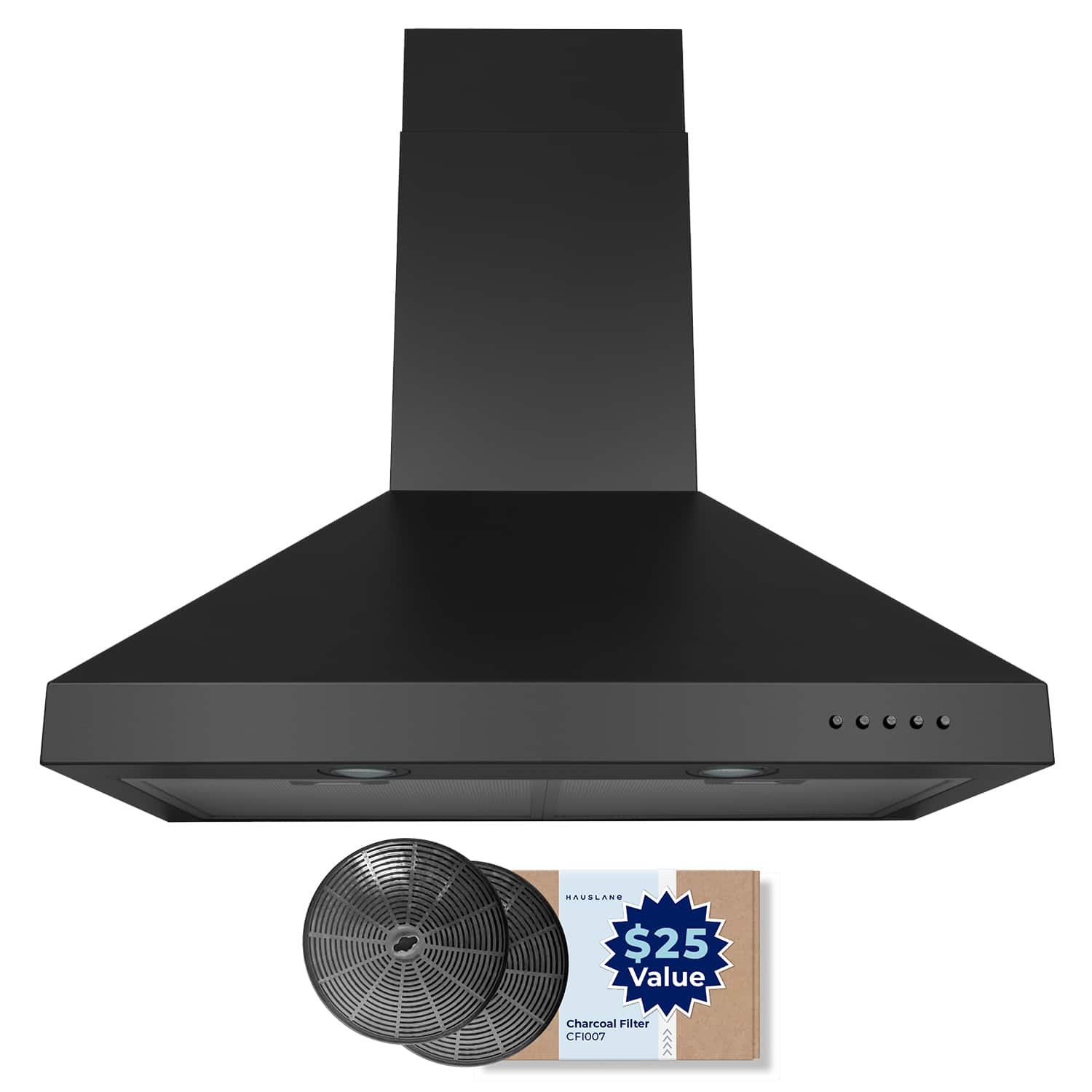 Hauslane - 30 inches - Convertible - Wall Range Hood - Matte Black