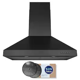 Hauslane - 30 inches - Convertible - Wall Range Hood - Matte Black