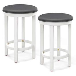 Costway - Bar Stools Set of 2 Counter Height Stools with Round Seat & Footrest for Kitchen - Gray