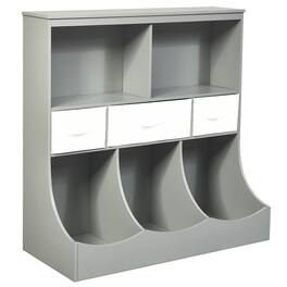 Costway - Freestanding Combo Shelf Cubby Bin W/3 Baskets - Gray