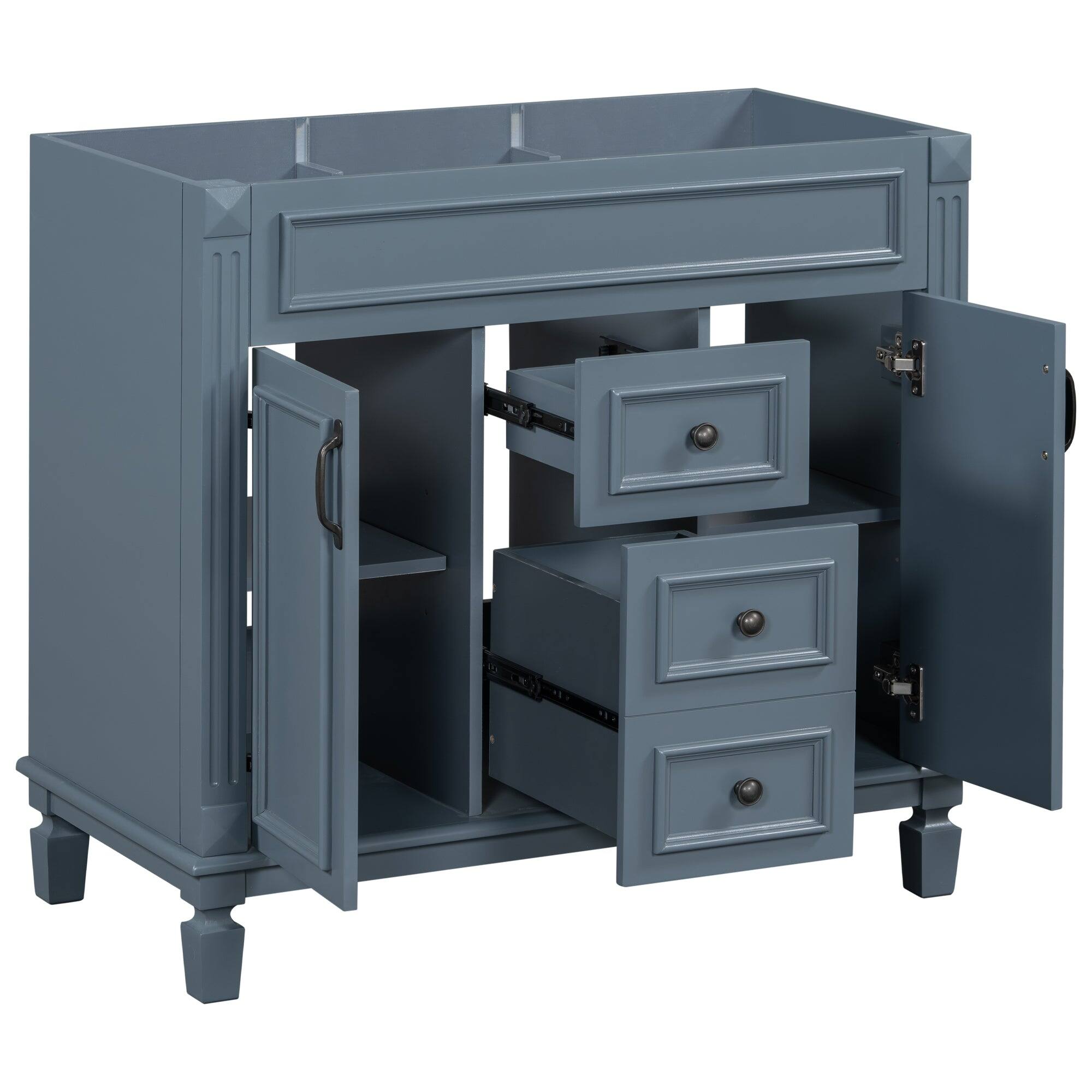 Alt View 5. Boyel Living - 36 Inch Modern Bathroom Vanity Cabinet Only with Soft Closing Doors and DrawersBlue - Blue.