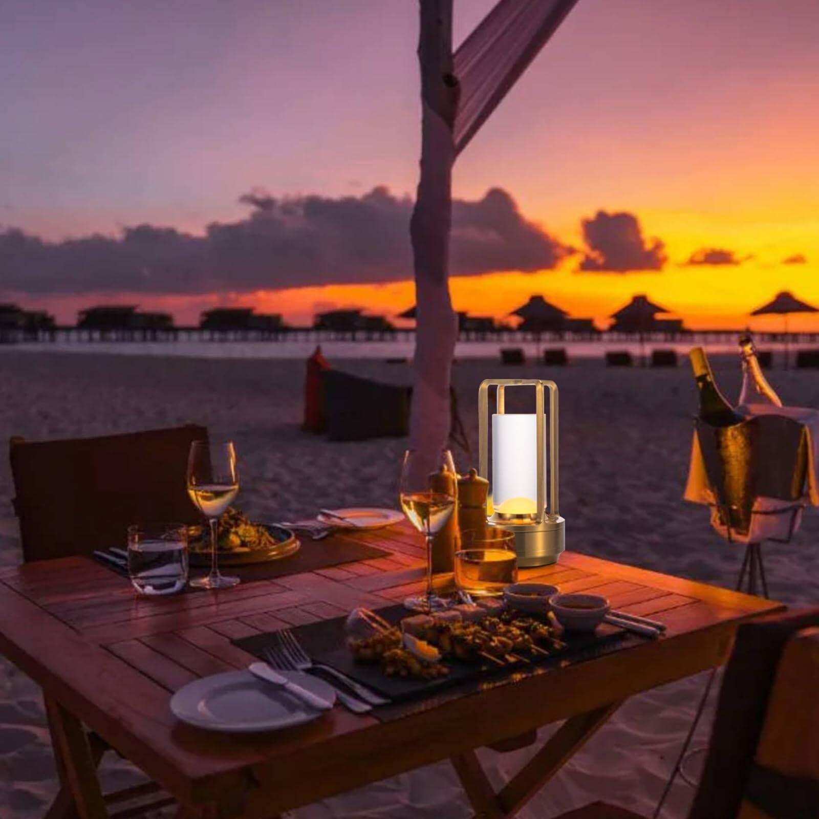 Alt View 3. Dazzling Pops - Portable Outdoor Table Lamp Cordless Dimmable Touch Table Light Rechargeable Battery Operated Lamp Premium - Orange.