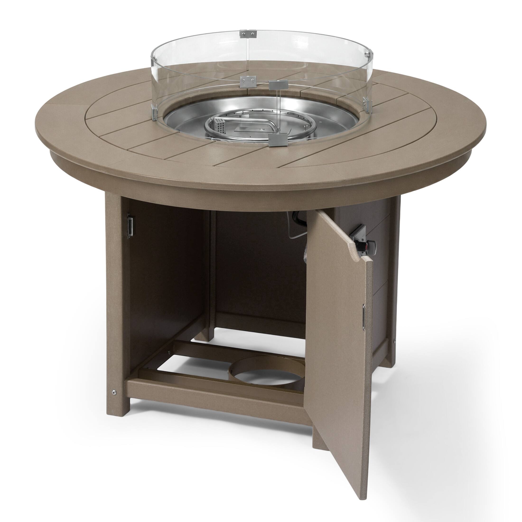 Left. WestinTrends - WestinTrends Helios 47" Modern Outdoor Patio Propane Gas Round Fire Pit Table - Weathered Wood.