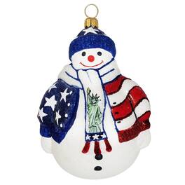 Joy to the World Collectibles - Joy to the World Glitterazzi Land Of The Free Snowman Polish Glass Christmas Ornament America USA - Multicolor