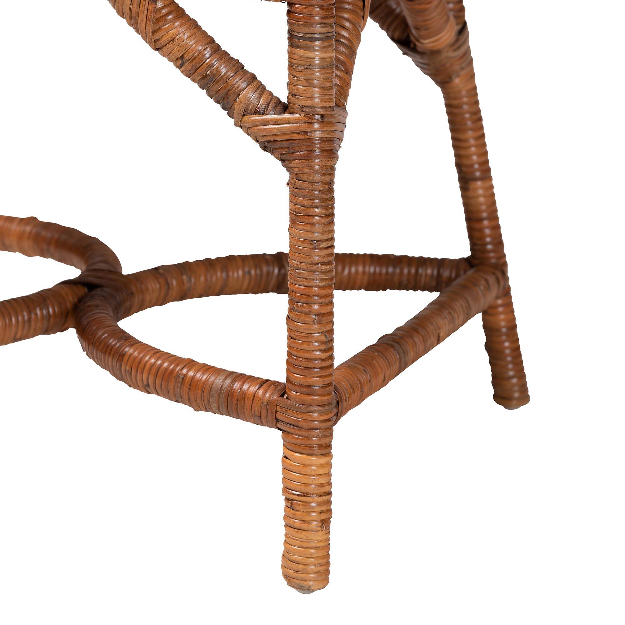 Alt View 2. bali & pari - Alondra Natural Rattan Dining Chair - Handwoven Wicker Accent Chair with Armrests and Removable Cushion - Light Honey.