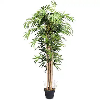 Front. Costway - Costway 5-Feet Artificial Bamboo Silk Tree Green Indoor Outdoor Home Decorative Planter - Green.
