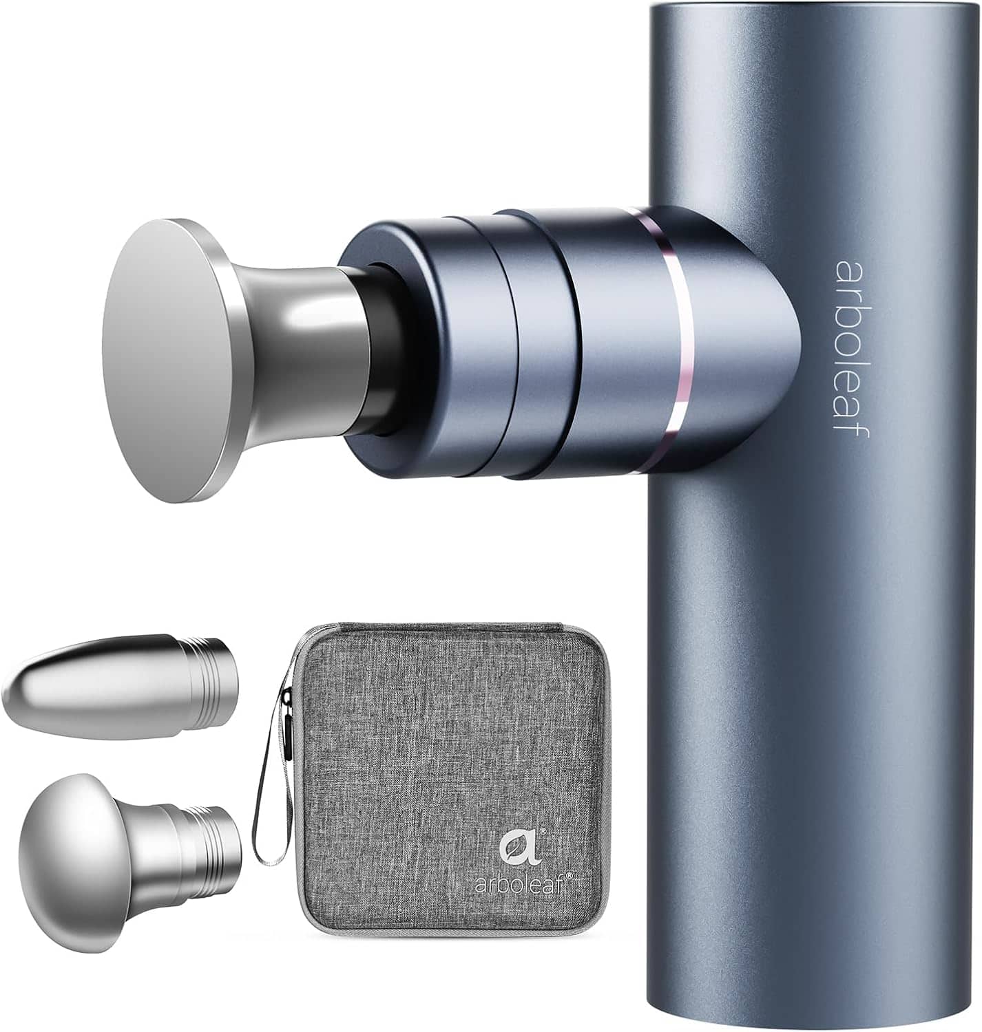 Arboleaf - Full-Metal Massage Gun with Metal Head, Portable Handheld Deep Tissue Massager with Case - Gray