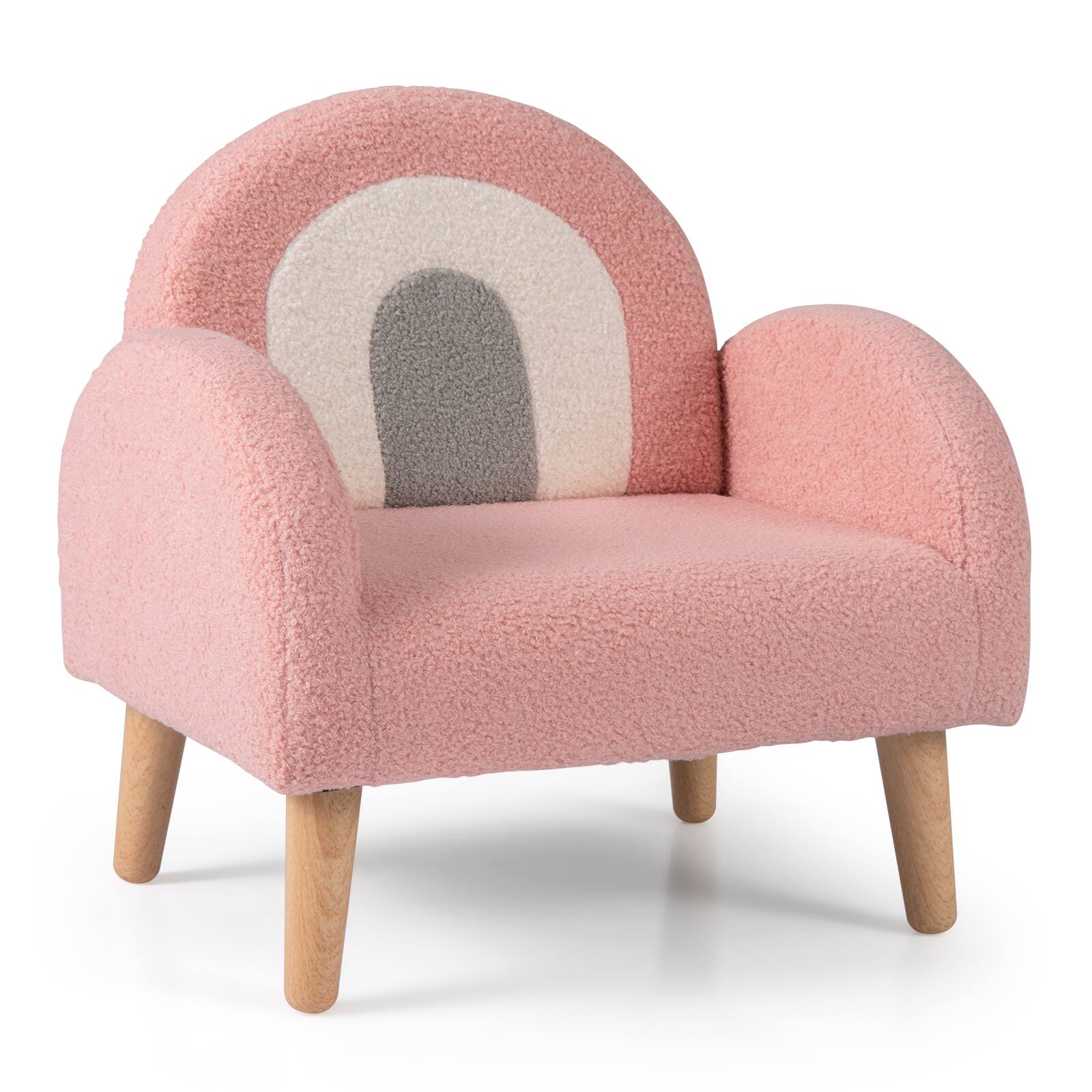 Gymax - Soft Plush Kids Couch w/Comfy Backrest & Armrests Upholstered Children Floor Sofa - Pink