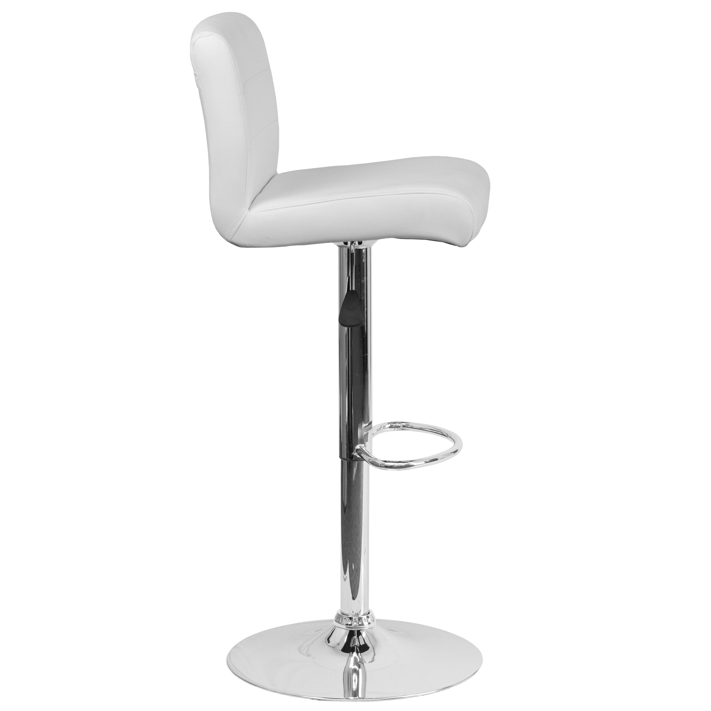 Alt View 6. Emma + Oliver - Swivel Rolled Seat Adjustable Height Barstool with Chrome Base - White.