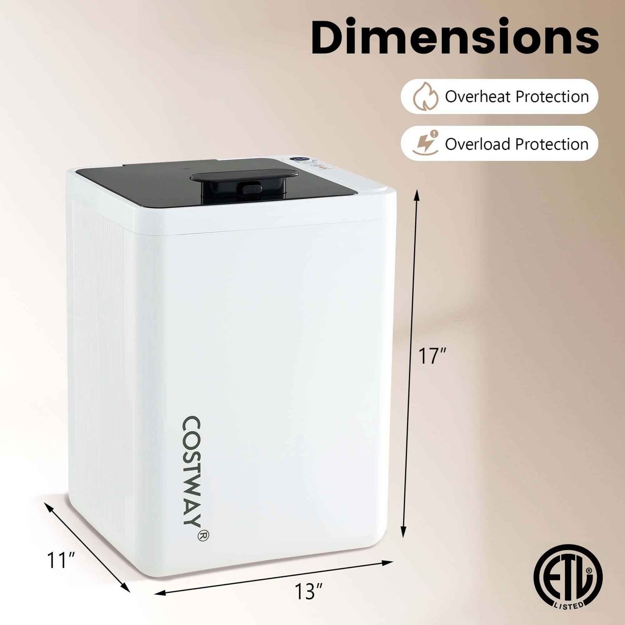 Dimensions  
11" x 13" x 17"  

Features:  
- Overheat Protection  
- Overload Protection  

ETL Listed