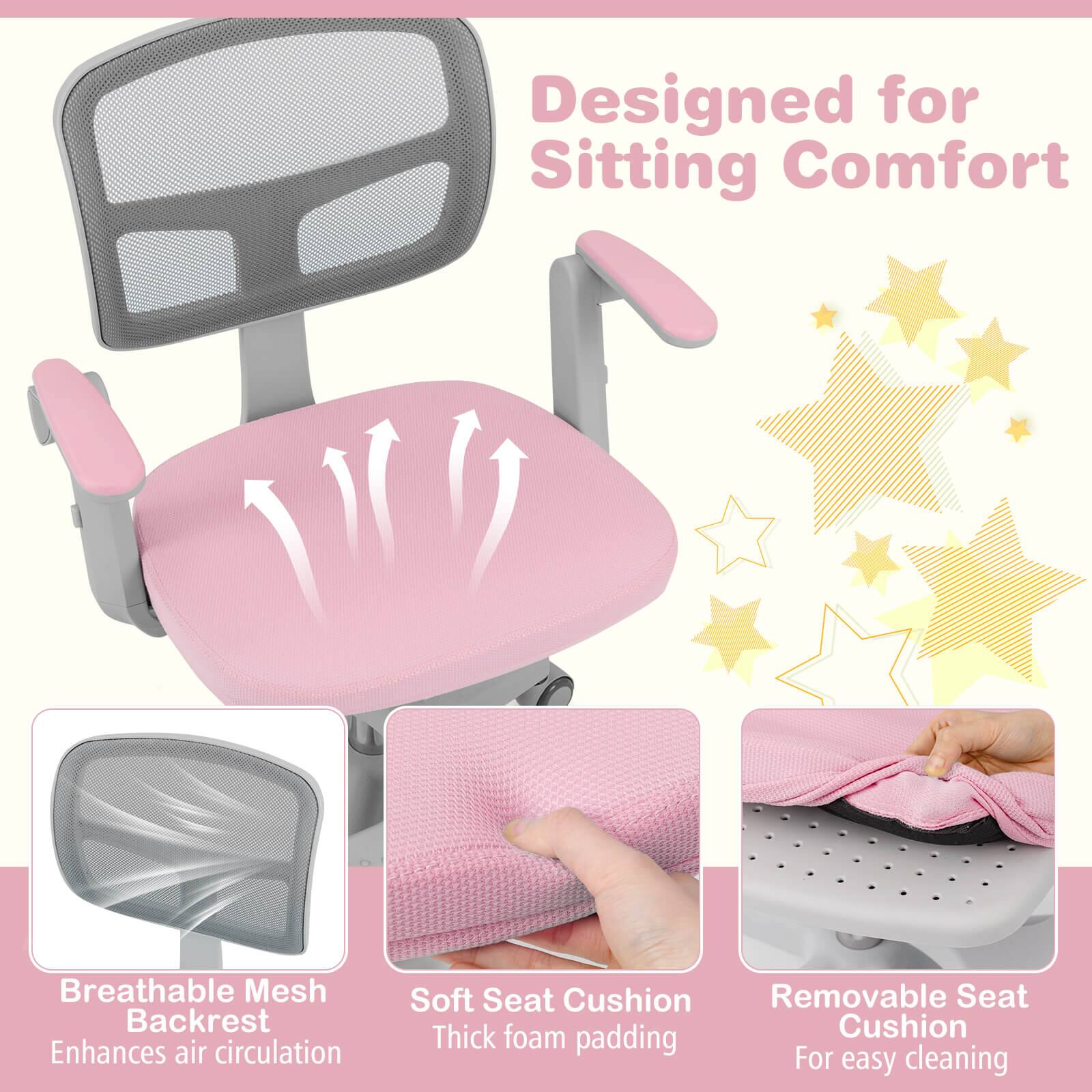 Designed for Sitting Comfort

Breathable Mesh Backrest  
Enhances air circulation

Soft Seat Cushion  
Thick foam padding

Removable Seat Cushion  
For easy cleaning