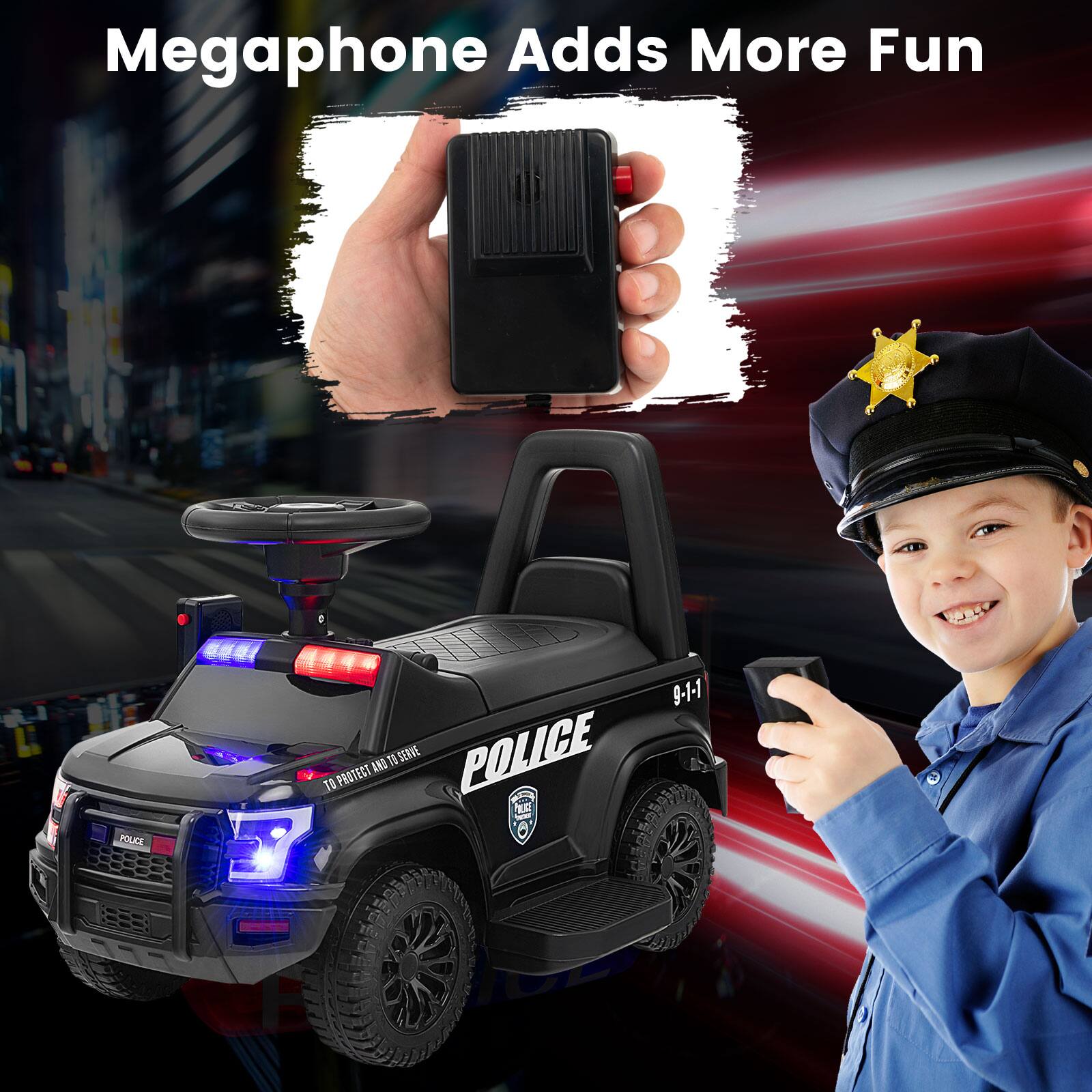 Megaphone Adds More Fun

9-1-1

POLICE

TO PROTECT AND TO SERVE