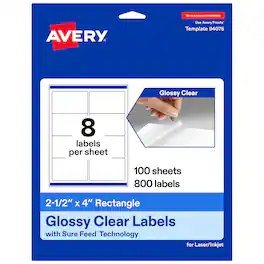 Avery - Avery® Glossy Rectangle Labels, 2.5" x 4", 800 Total - Clear
