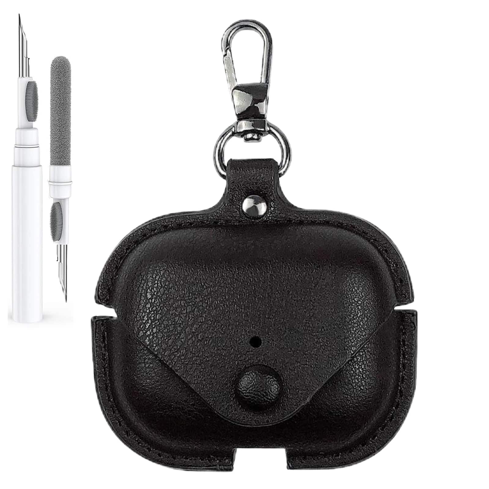 Dteck - Slim Faux Leather Earbuds Case for AirPods Pro 3rd Gen (2025) with Keychain,Business Dustproof Earphone Protective Cover - Black