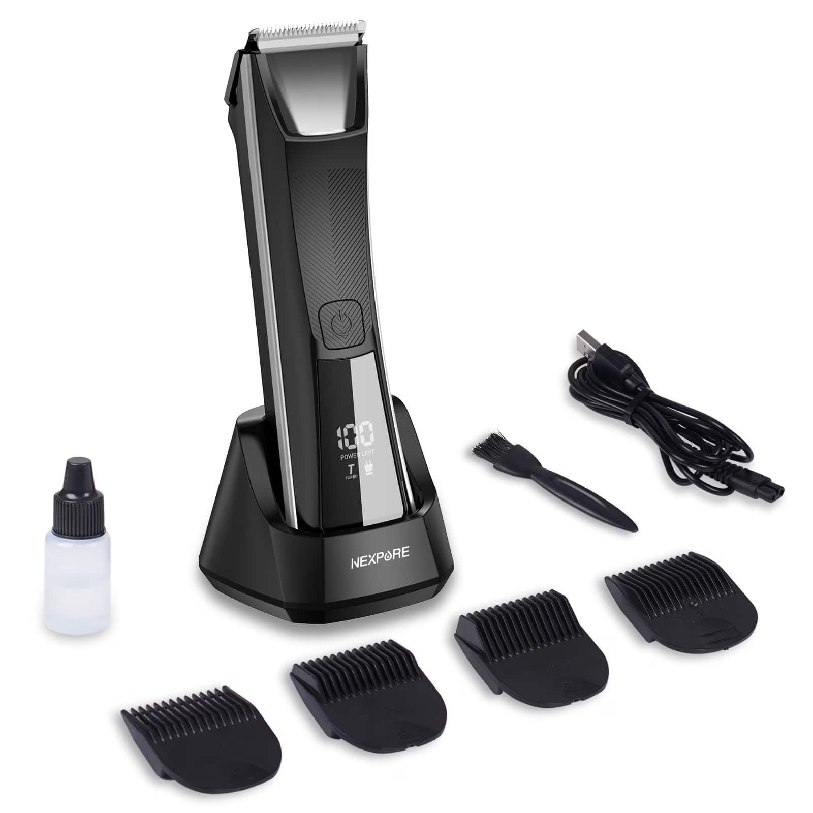NEXPURE - Body Hair Trimmer for Men, Electric Bikini Trimmer & Groin Trimmer for Women and Men, Wet/Dry Shaver Groomer with LED
