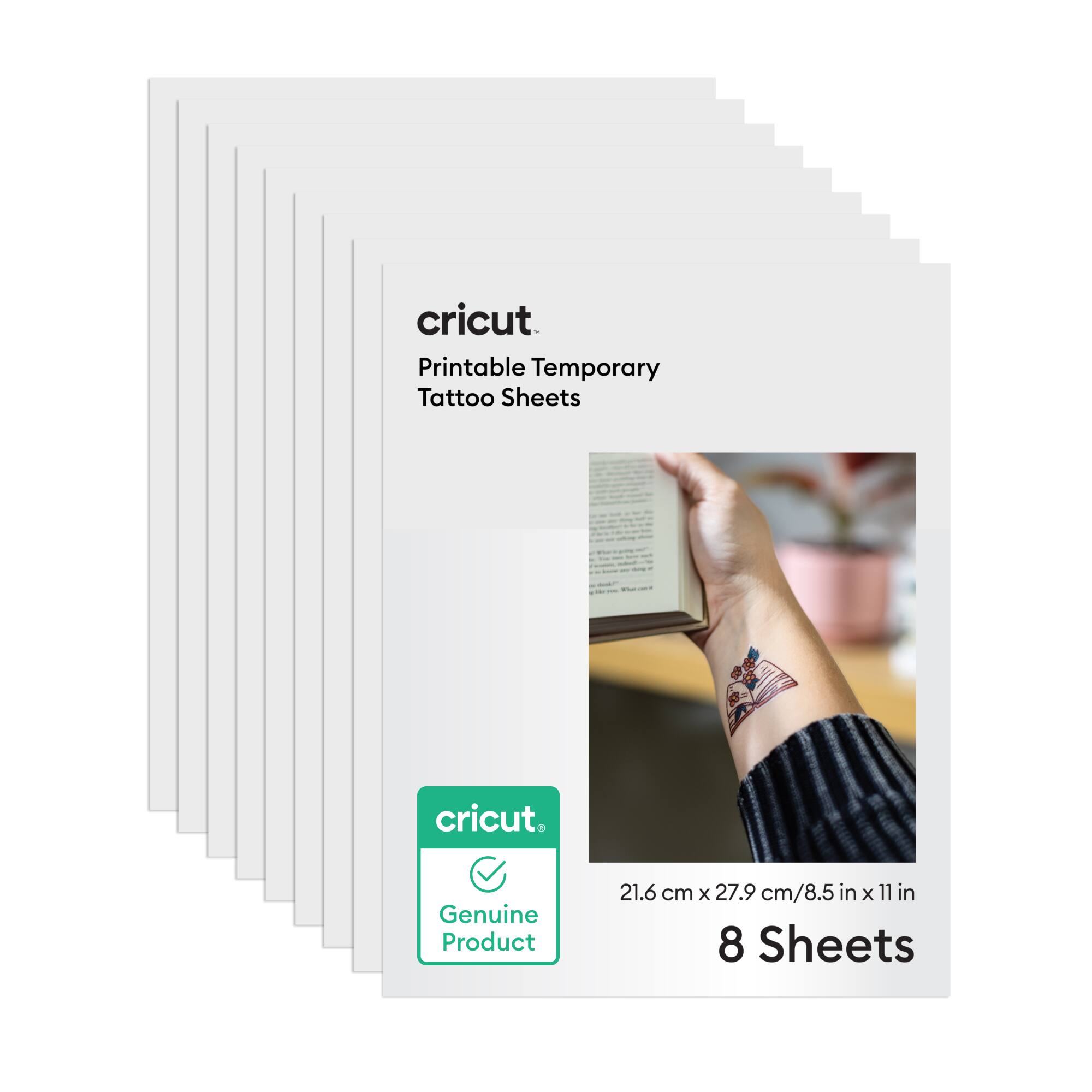 Cricut - 8.5 in x 11 in Printable Temporary Tattoo Sheets 8 Count