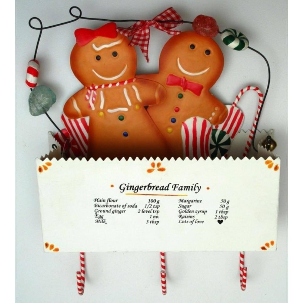 BreeBe Metal Gingerbread in Box Wall Pocket with 3 Hooks Multicolor ...