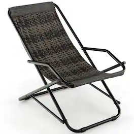 Kadyn - Outdoor Patio Wicker Chair Metal Outdoor Glider Chair Cushion Outdoor PorchBackyardIndoor Garden PE Rocking with - Gray