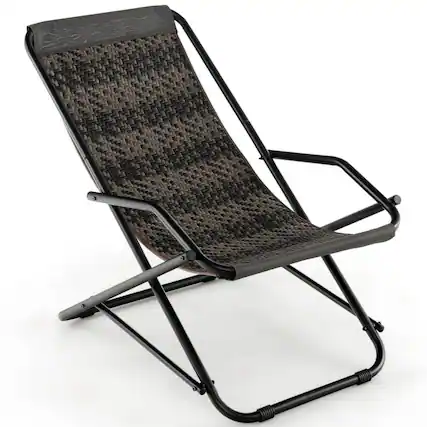 Front. Kadyn - Outdoor Patio Wicker Chair Metal Outdoor Glider Chair Cushion Outdoor PorchBackyardIndoor Garden Gray PE Rocking with - Gray.