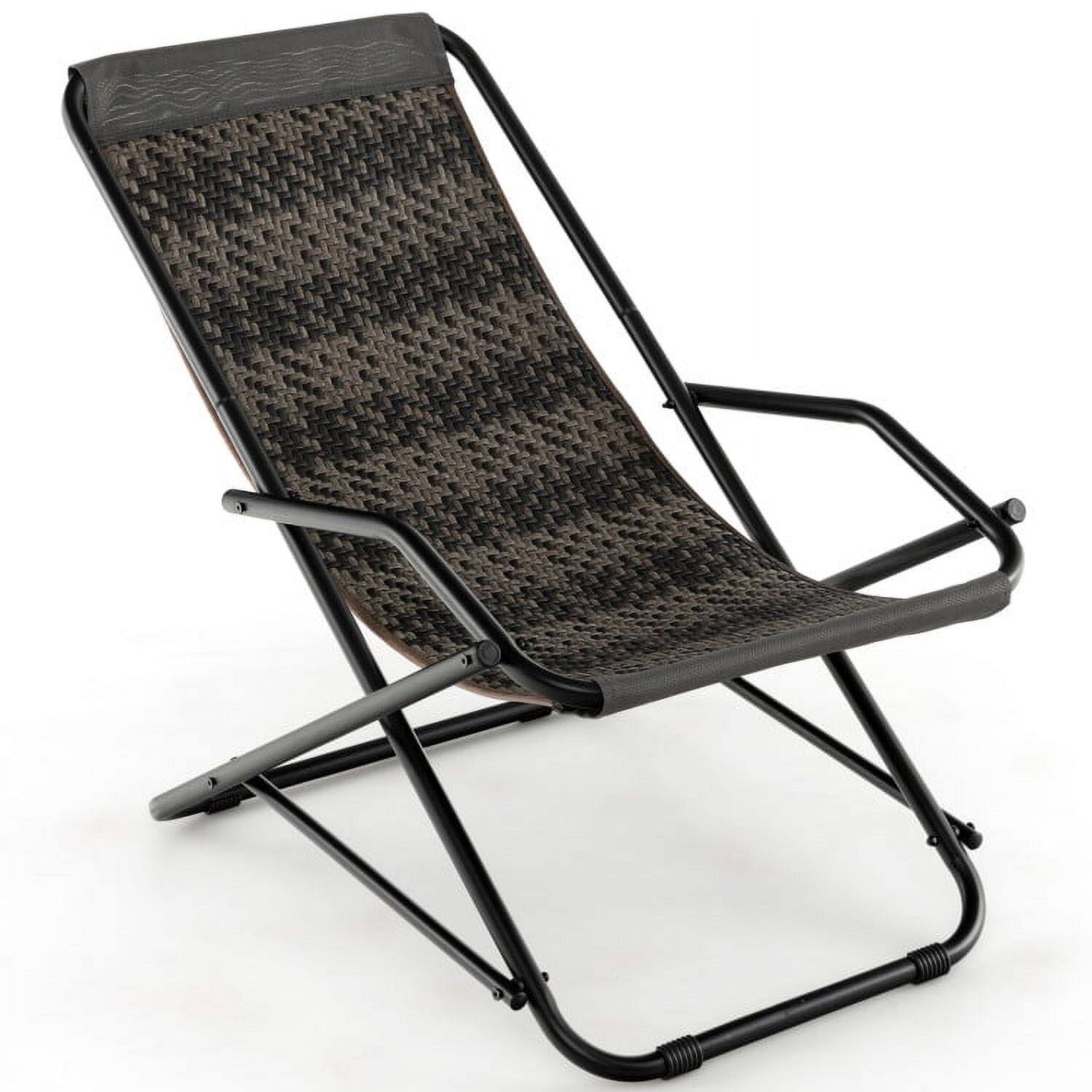Front. Kadyn - Outdoor Patio Wicker Chair Metal Outdoor Glider Chair Cushion Outdoor PorchBackyardIndoor Garden Gray PE Rocking with - Gray.
