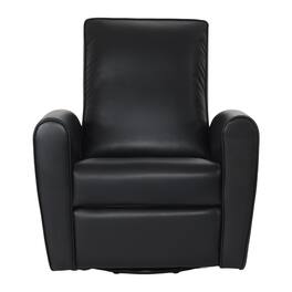 CorLiving - Marin Faux Leather Upholstered Indoor Swivel Glider Manual Recliner with Steel and Engineered Wood Frame - Black